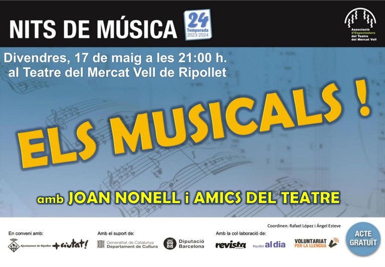 Nits de Música: Els musicals dels Amics del Teatre, amb Joan Nonell