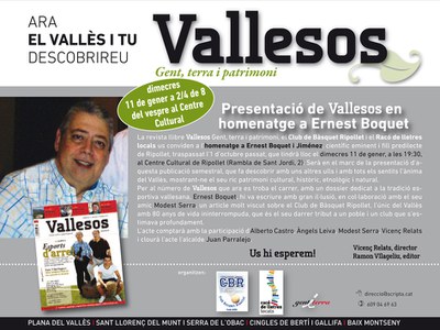 La revista Vallesos homenatja Ernest Boquet .