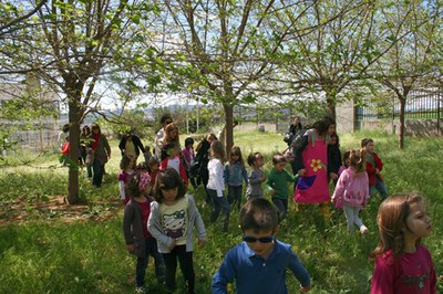 Una vintena de famílies gaudeixen de contes al parc dels Pinetons.