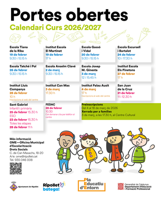 Comença la campanya de preinscripció per al curs 2026-2027 amb les jornades de portes obertes.