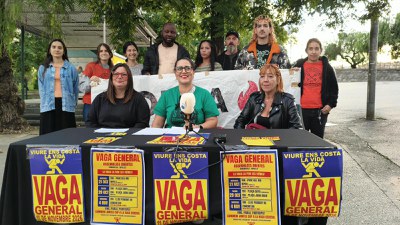 Fotografia de la roda de premsa del Comitè de Vaga Cerdanyola i Ripollet.
