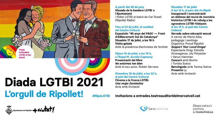 El mural de memòria històrica LGTBI, buc insígnia de L'Orgull de Ripollet