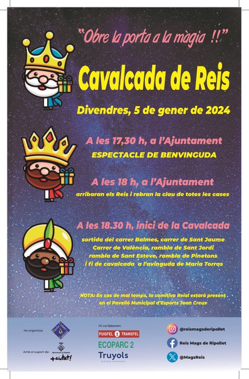 Els Reis d'Orient arriben aquest divendres, 5 de gener, a Ripollet per repartir màgia entre els infants