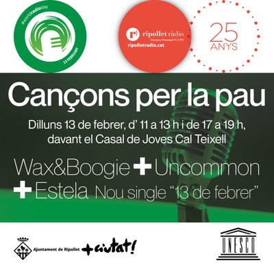 Ripollet Ràdio celebra el Dia Mundial de la Ràdio a peu de carrer amb una programació especial sobre la pau.